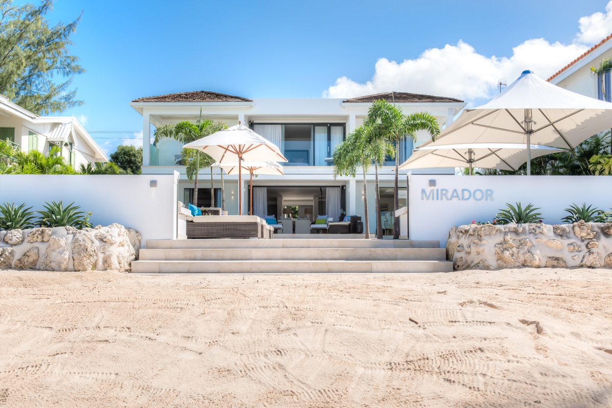 Mirador view of villa from the sandy beach