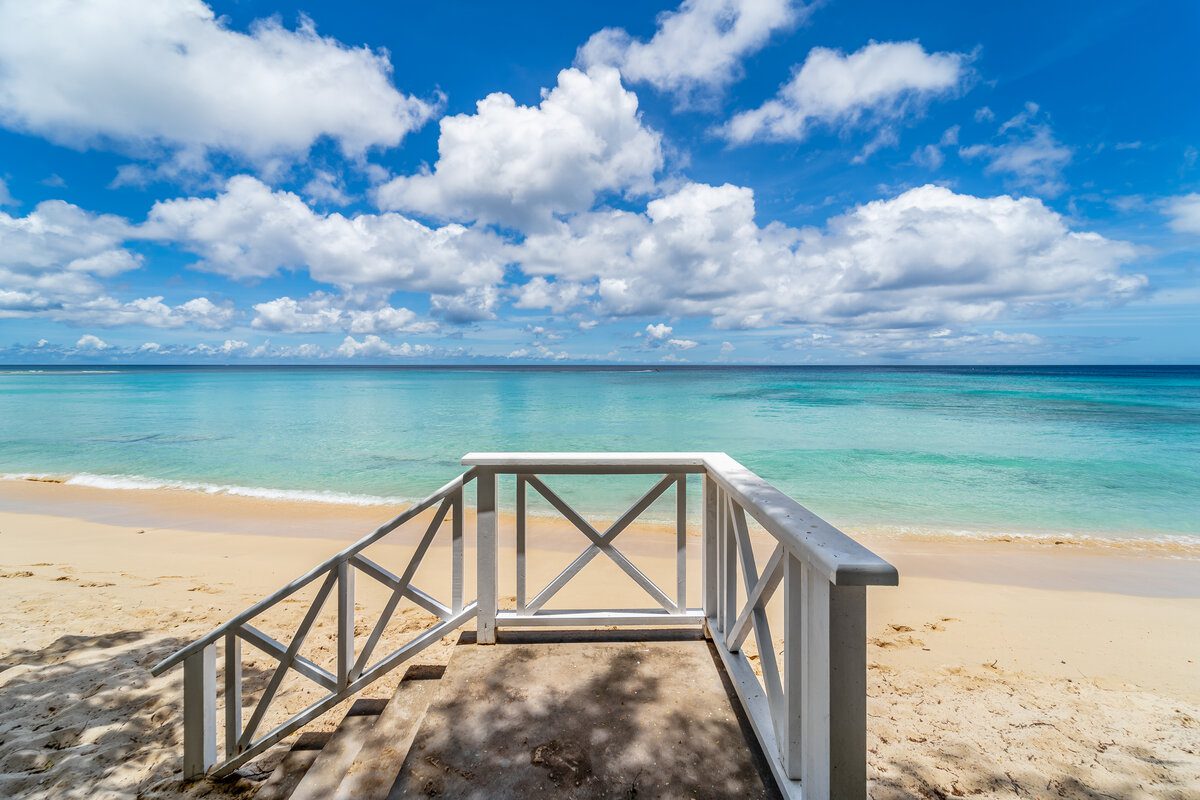 Stairs to the beach of Clearwater, a beachfront luxury villa in Barbados