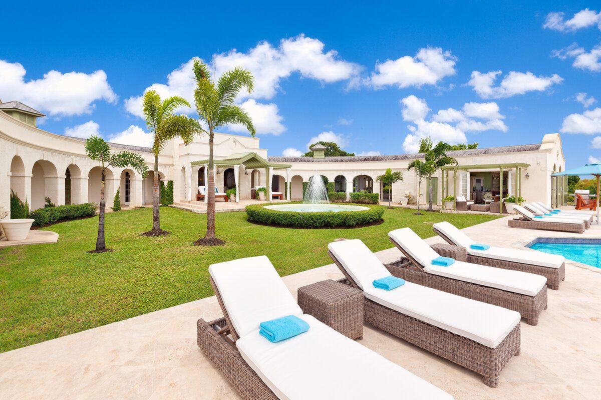 Poolside lounging of Marsh Mellow, a villa in the Caribbean