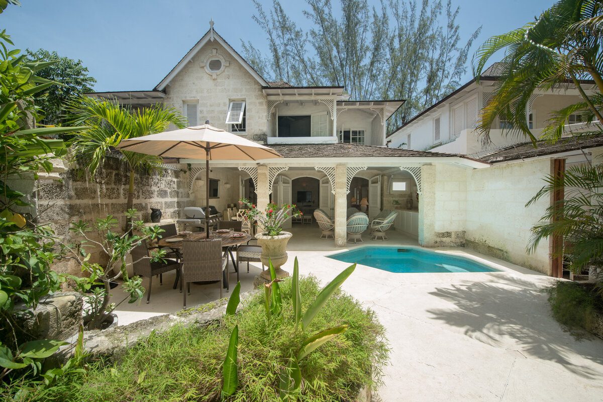 rear view of waverly house, beachfront rental barbados