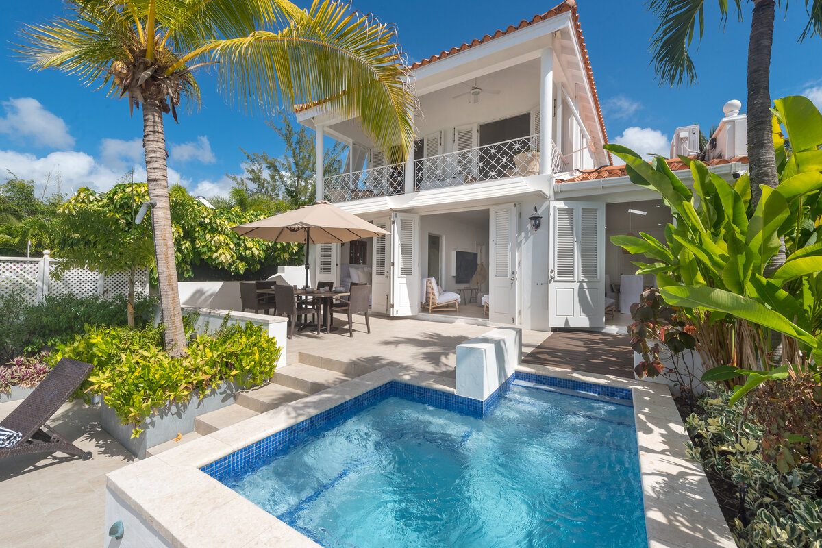 The exterior of Family Beachfront rental Milford sunsets, Barbados.