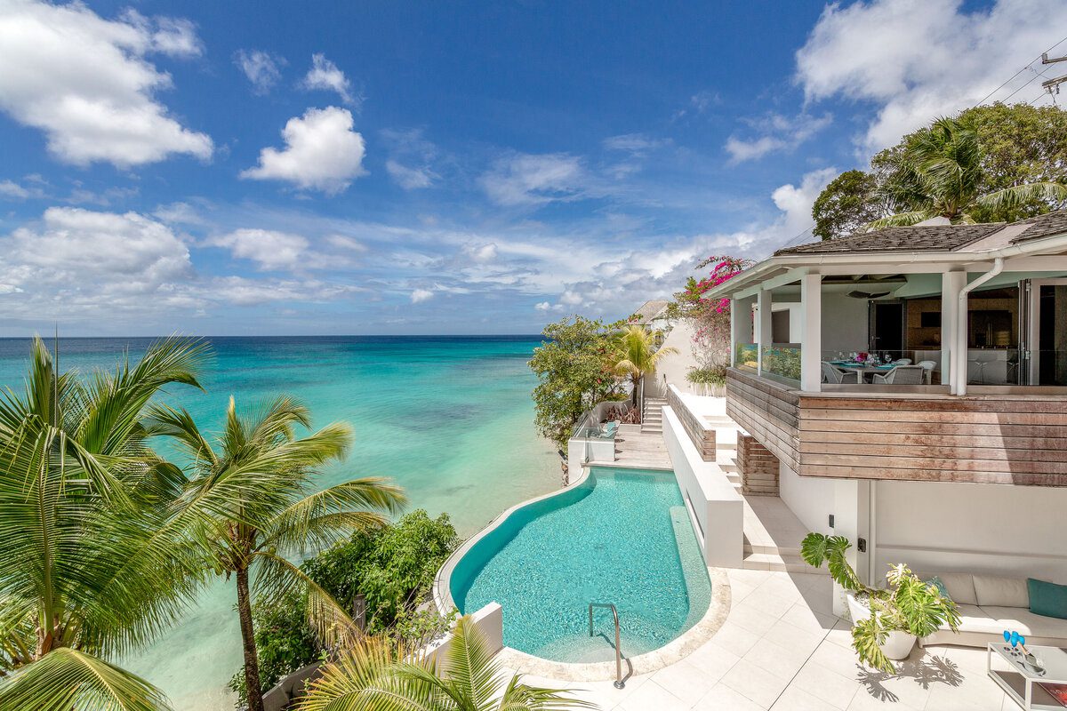 Pool view of Beachfront Villa Barbados Portobello