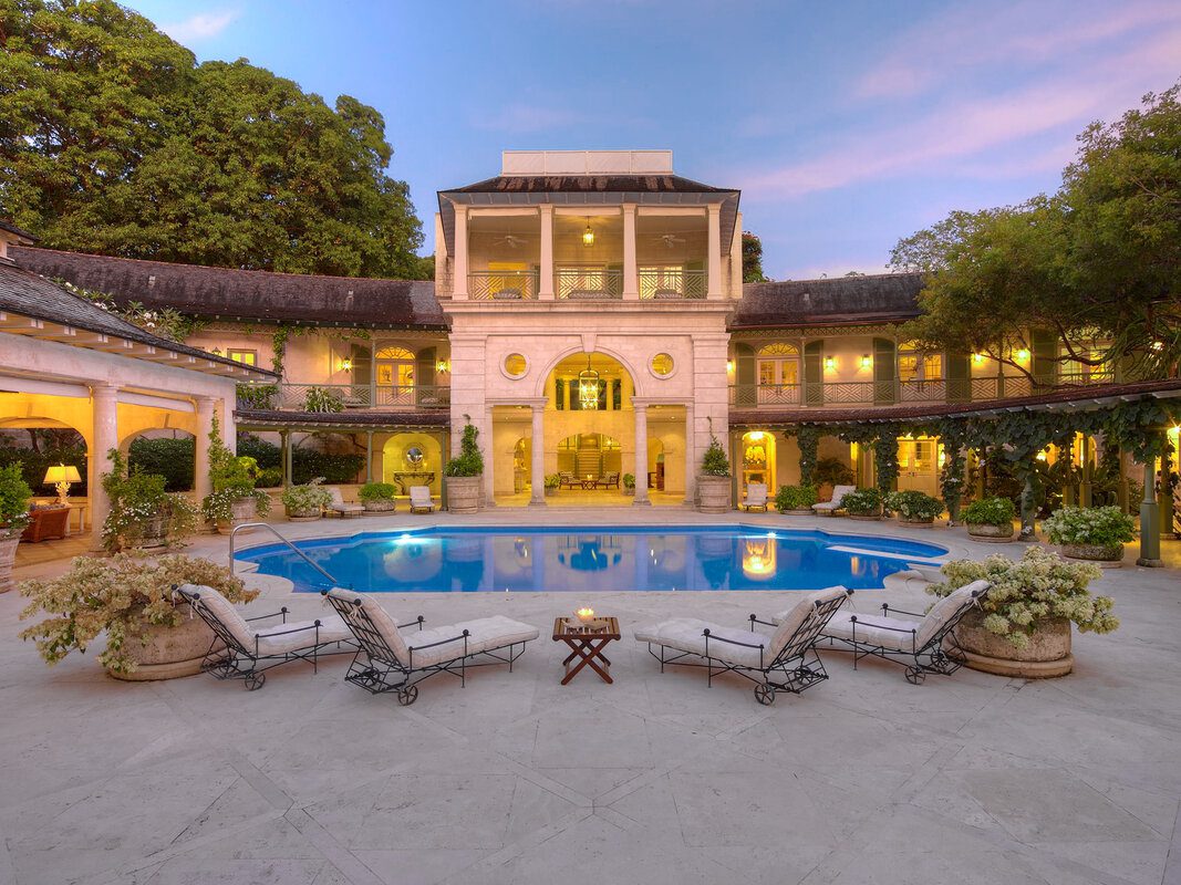 Exterior of Laughing Waters, one of the one of the sandy lane villas, a luxury barbados estate