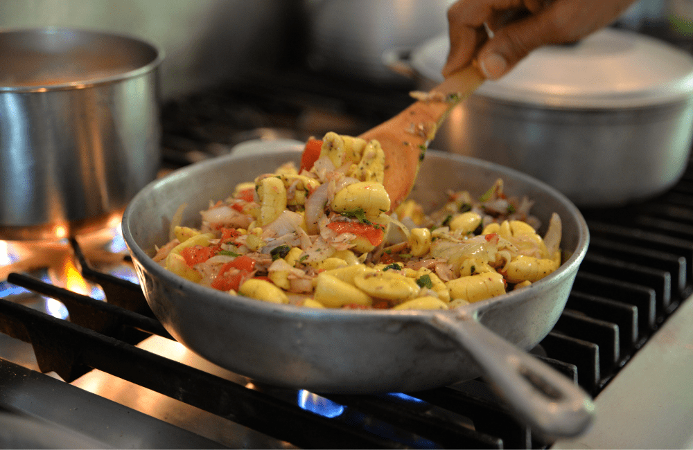 One of the most popular foods in the Caribbean, pictured in a sautee pan above, is Ackee and saltfish.