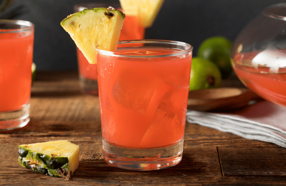 One of the most popular drinks in the Caribbean is a refreshing, brightly colored and flavored rum punch.