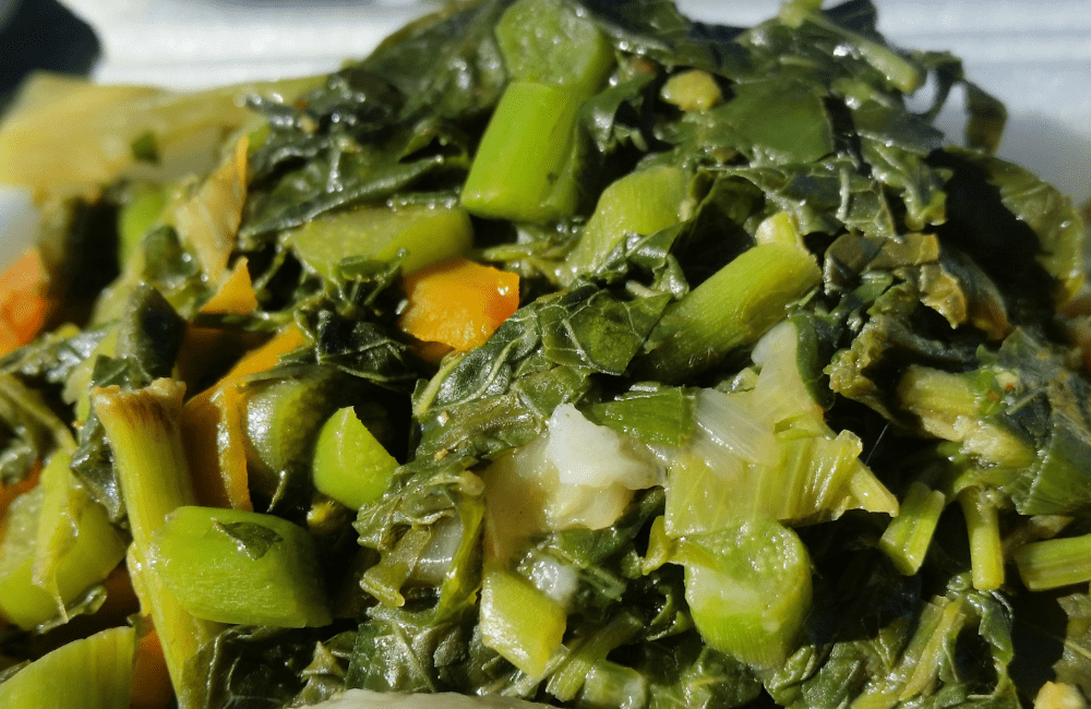 This is one of the Caribbean's most traditional vegetables, Callaloo, green and leafy and similar to spinach.