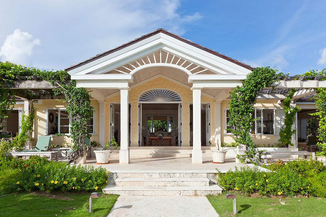 One of the many gorgeous buildings of the homes on Les Jolies Eaux, where many of our luxury Caribbean villas are located.