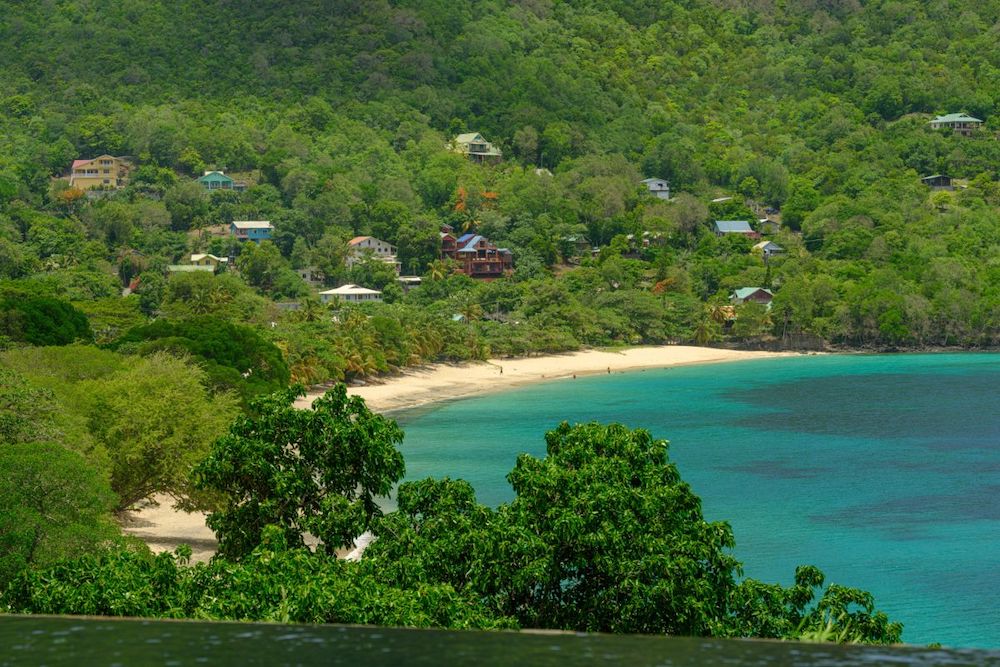 Views of Princess Margaret Beach from one of our luxury villas on Bequia Island in the Caribbean.