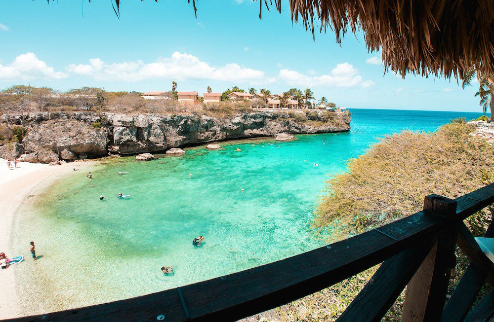 This beach is a small inlet surrounded by higher cliffs, a great place to find marine life while snorkelling.