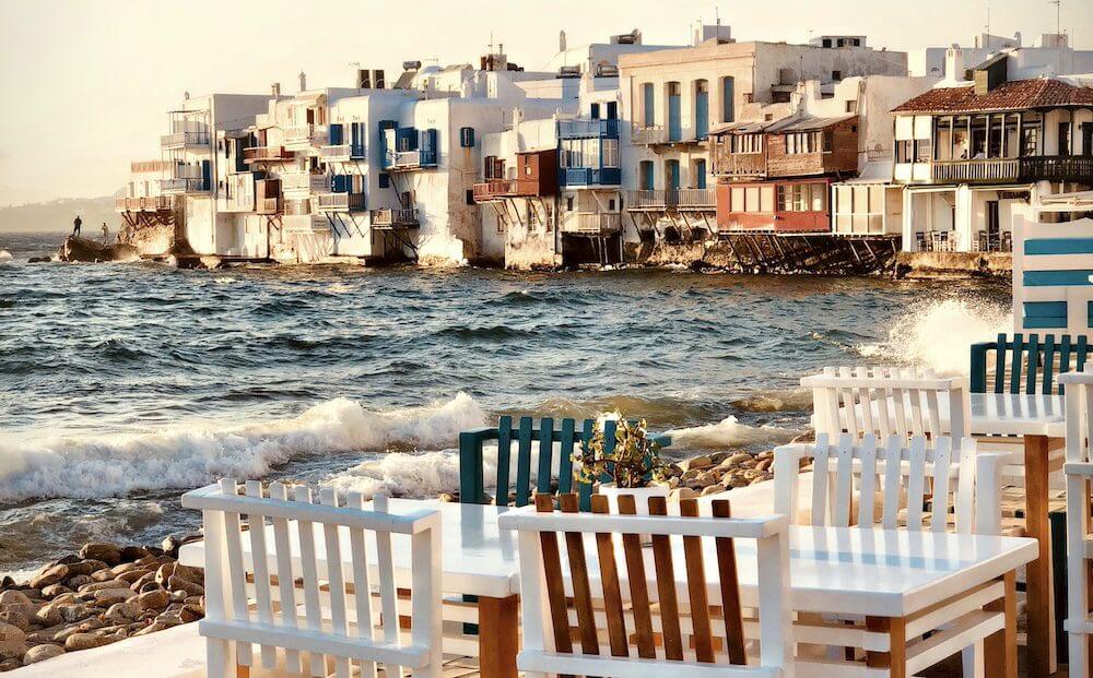 A fine dining restaurant on a beach in Mykonos