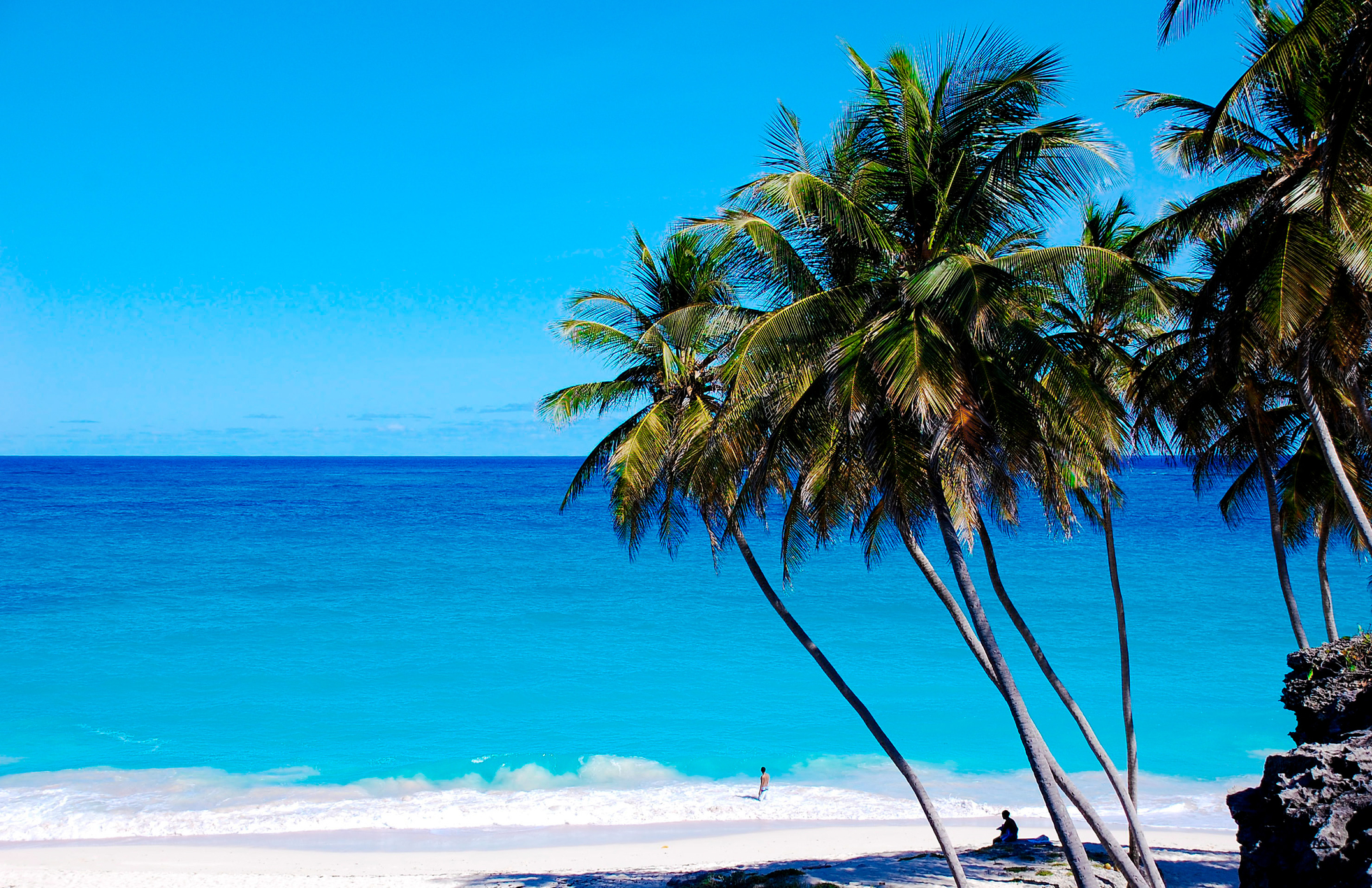 Bottom bay Barbados beach with white sand
